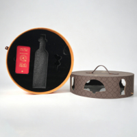 Boîte de transport artisanale haut de gamme en cuir PU marron pour gâteaux de lune et festival du vin, emballage alimentaire pour restaurant