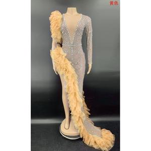 银色水钻网眼透明长裙生日庆祝装晚装女舞者舞会礼服 - Product Image 6