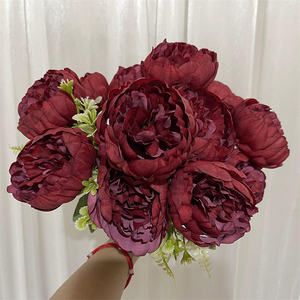 IFG סיטונאי מסיבת חתונה פרחים מלאכותיים גדול ראש בורגונדי רוז פרחים לחתונה קישוט - Product Image 6