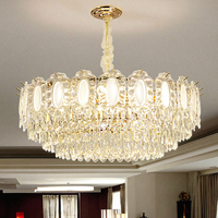 Lustre en cristal à LED classique de luxe en or pour le salon, la chambre à coucher, le restaurant, la villa et l'hôtel.