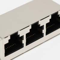 Connecteur Ethernet RJ45 triple blindage, 3 ports 8P8C, montage sur circuit imprimé, traversant le trou