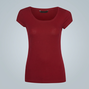 T-shirt uni à manches courtes et col rond surdimensionné en coton 100% écologique pour femmes - Product Image 3