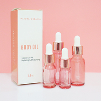 Flacons pulvérisateurs vides en verre rose doré de 30 ml, 50 ml, 100 ml pour toner et lotion cosmétique, avec design rond sérigraphié pour brume rose
