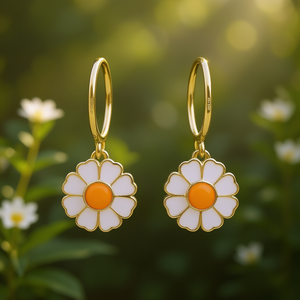 Orecchini pendenti ShoZite placcati in oro per donna, graziosi orecchini a forma di fiore con strass di cristallo, gioielli da indossare tutti i giorni, gioielli in oro 18 carati. - Product Image 2