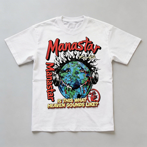 MANNA T-shirt Casual alla Moda a Maniche Corte da Uomo e Donna, Stampa Vintage Hell Star, Stesso Stile, Vestibilità Ampia, 260 Grammi - Product Image 4