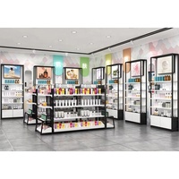 Stand Display Kosmetik Mewah Gaya Eropa Kustom untuk Toko Produk Kecantikan, Showcase Display Lipstik Dinding