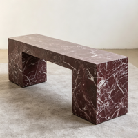 Meubles d'entrée modernes sur mesure, console en marbre naturel Rosa Levanto, banc à bagages, ensemble de meubles en marbre pour villa et hôtel