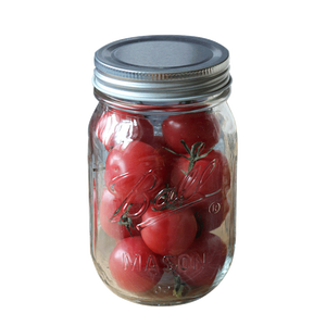 16oz Factory Price Transparent Round Square Mason Jar Cereals Canned Glass Bottle Jar With Aluminum cover
