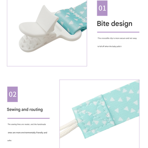 Clips pour bébé en tissu de conception moderne, non toxiques, sublimés, pour garçons et filles, avec cordon pour lanière anti-chute - Product Image 5