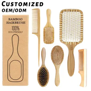 Brosse à cheveux écologique pour bébé, 1 pièce, en bois de bambou, écologique, de haute qualité, vente en gros