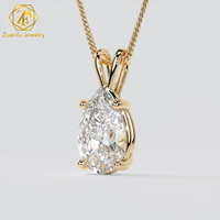 Bijoux de luxe Or 10K 14K 18K Diamant de laboratoire HPHT CVD taille poire 0,5CT-5CT Pendentif solitaire pour cadeau fête avec IGI