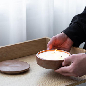 Custom Logo Embossed Porcelain <b>Candle</b> Holder Bowl Ceramic Brown <b>Large</b> Capacity <b>Candle</b> Jar for Home Decor - Product Image 2