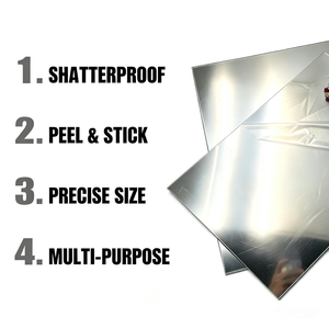 PC Self Adhesive <b>Mirror</b> Sheet Shatterproof <b>Plastic</b> <b>Mirror</b> Panel With Back Glue for Wall Decoration Cabinet Interior DIY Projects - Product Image 2