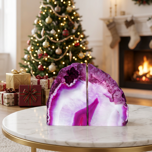 Porte-livres en agate rose, pierre naturelle polie, décoration d'intérieur, Feng Shui, toucher réel, paire pour Noël et Halloween - Product Image 5