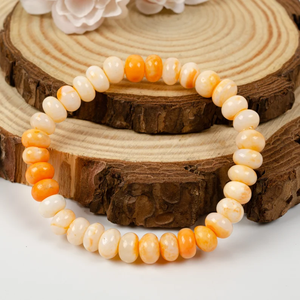 Top Quality Smooth Peach Opal Beaded <b>Bracelet</b> for Healing Stretch <b>Elastic</b> Gemstone Jewelry for Men Women Handmade Daily Wear - Product Image 3