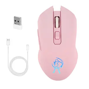 Ratones de juego Rosa silencioso 2,4G Ratón recargable inalámbrico USB para juegos y suministros de oficina Accesorios de juego