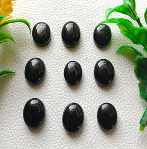 หินอัญมณีออบซิเดียนสีดำทรงวงรีขนาด4x6มม. ถึง20x30มม. หินธรรมชาติสำหรับการทำเครื่องประดับ (แพ็คละ10ชิ้น) - Product Image 2