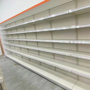 RUNDA Présentoir <span class=keywords><strong>d</strong></span>'épicerie double face Étagère de supermarché légère en métal et <span class=keywords><strong>bois</strong></span> pour usage en <span class=keywords><strong>magasin</strong></span> - Product Image 1