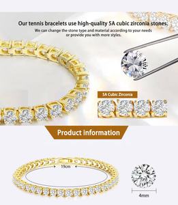 <span class=keywords><strong>Bracciale</strong></span> Tennis Personalizzato in <span class=keywords><strong>Argento</strong></span> 925 e Ottone con Zirconia Cubica 5A da 4MM, Catena in Rame per Donna e Ragazza - Product Image 6