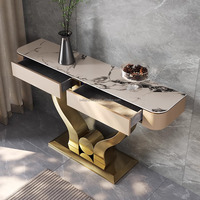 Table d'entrée en bois et métal de style moderne, dessus de couloir, meuble console décoratif pour la maison, hôtel, salon, élégant et contemporain