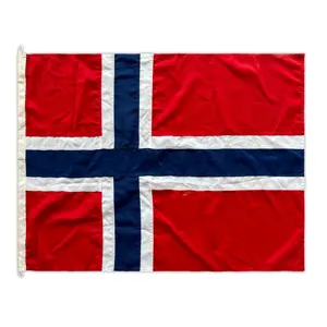 Mewah dijahit nilon poliester bendera Islandia spanduk dengan dasi tali tahan air bordir nilon negara bendera Islandia