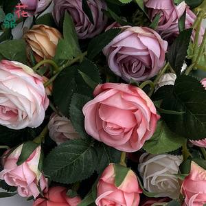 Roses artificielles en soie, fleurs faites à la main, style naturel, bouquet de mariage, décoration, 6 têtes, bords frisés - Product Image 3