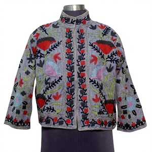 Handmade TNT Suzani Embroidered <b>Quilted</b> Cotton Knitted Women's Winter <b>Jacket</b> with Cozy Design - Product Image 1