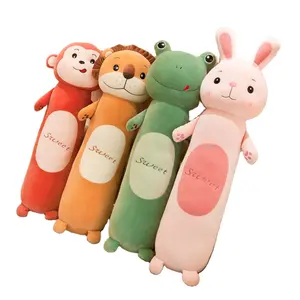 AIFEI TOY Factory Outlet Big Size 110cm Long Sleeping Cylindrical Animal Plush Pillow Doll Frog Rabbit Monkey Lion