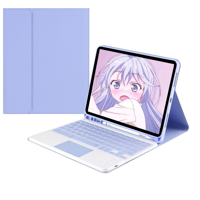 2026 Fine Quality 7-RGB Backlit Bt5.1 PU Touchpad Leather Mobile Keyboard case with Pencil Holder for ipad air 10.5 Inch