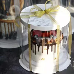 China supplier transparent PET birthday torta container clear cake plastic box round plastic cake box round cake box
