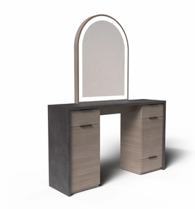 <strong>Double</strong> <strong>Sided</strong> Wood Barber Station Oval Led <strong>Mirror</strong> With Storage Modern Barber <strong>Salon</strong> Hair <strong>Salon</strong> Furniture Luxury Barbershop Design - Product Image 5