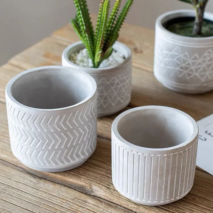 Vaso de flores nórdico para decoração, mesa de minimalismo para casa, varanda, redonda, de cimento, para presente