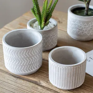 Nordic Minimalism Desk Home Decorations Balcony Round Cement Potted Fleshy Flower Pot Wholesale Indoor Plant Pots For Gift