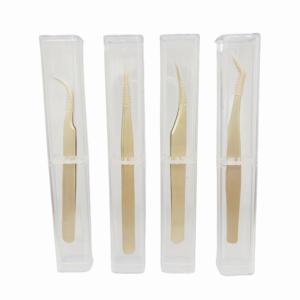 Pinza para Pestañas y Cejas Inclinada de Acero Inoxidable Color Oro Rosa, Herramienta de Belleza - Product Image 5