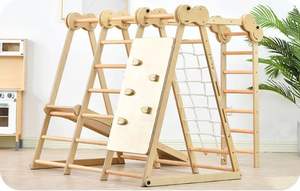 <span class=keywords><strong>Bois</strong></span> naturel intérieur/extérieur escalade Playhouse enfants Jungle Gym <span class=keywords><strong>jouet</strong></span> équipement pour usage éducatif maison jardin - Product Image 3