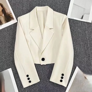 سترة نسائية قصيرة جديدة بزر واحد وياقة على شكل V، معطف أنيق للنساء - Product Image 5