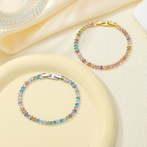Nueva Tendencia 2026 Pulsera de Tenis con Piedra Marquise de Colores Mixtos y Zirconia 5A, Chapada en Oro/Plata, Joyería Apilable TOP ICY para Mujer para Fiestas - Product Image 4