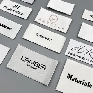 Werksverkauf individuelles Logo Privatgewebe Damaszen-Satin Markenetikett personalisiertes Vetement-Gewebeetikett für Kleidung bedruckt