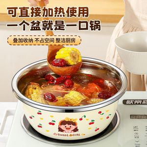 ชุดกระชอนสแตนเลส 2 ชิ้น พร้อมตะกร้ากรอง สำหรับล้างผักและใช้ในครัว - Product Image 2