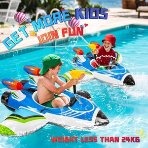 Bateau gonflable en PVC en forme d'avion avec pistolet à eau et poignée 108*105 CM pour enfants, idéal pour l'été, la plage et les jeux aquatiques en extérieur - Product Image 6