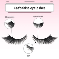Lot de 5 paires de faux cils œil de chat 10mm-20mm en vison synthétique, volumineux, ailés, bande complète, effet naturel pour maquillage