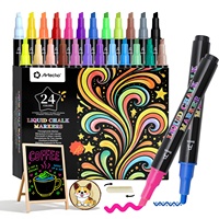 Artecho Art Supplies – Lot de 24 marqueurs à craie liquide effaçables à l'eau, pointe réversible de 6 mm, double face pour peinture et dessin