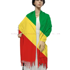 High Quality Imitated wool 180*70cm sublimation Single Printing REPUBLIC OF THE CONGO Country Flag Shawl