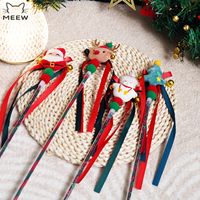Jouet interactif pour chat, baguette de chat en peluche avec clochette et ruban, motif dessin animé de Noël