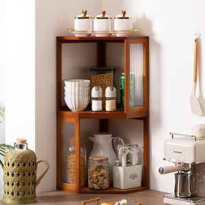 Kitchen countertop storage rack, spice rack, multi-tiered <b>desktop</b> storage <b>shelf</b>, custom-made corner cabinet for dining area. - Product Image 1