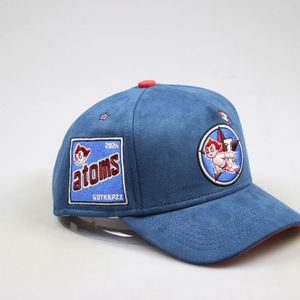 Casquettes de baseball en gros personnalisées avec logo d'usine, casquettes 5 panneaux à profil haut, visière incurvée, en daim, à fermeture snapback, doublées satin, Gorras - Product Image 3
