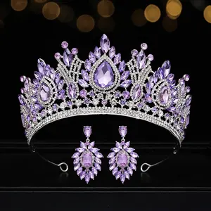 Fábrica al por mayor de oro barato boda novia Tiara piedra transparente diamante desfile coronas