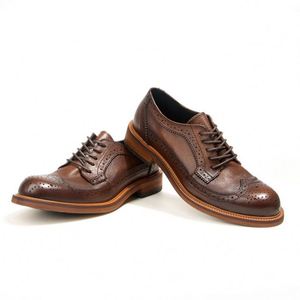 Zapatos de Vestir Formales para Hombre, de Cuero Vacuno, con Punta Cuadrada, con Cordones, Transpirables, Antideslizantes, Duraderos, Clásicos, Tipo Brogue - Product Image 3