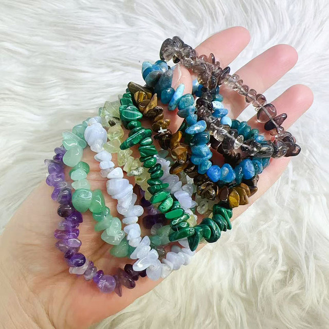 Bulk Wholesale Crystal Healing Stone Bracelets Natural Quartz Crystal Gravel Beads Bracelets for Gift