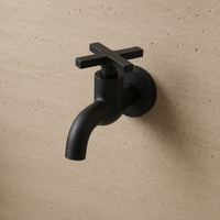 Keran Dinding Modern Berbahan Kuningan dengan Gagang Seng untuk Mesin Cuci dan Wastafel, Finishing Hitam, untuk Penggunaan Air